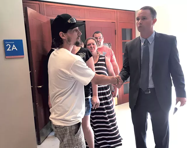 T.J. Donovan meeting courtroom vistors - MARK DAVIS