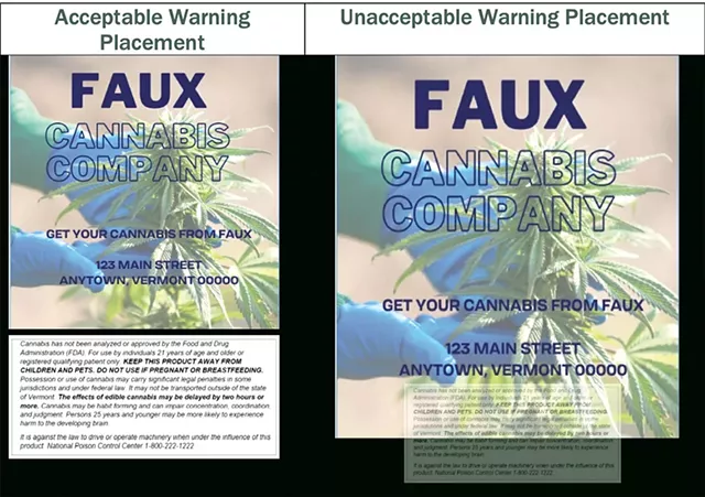 An example from the Vermont Cannabis Control Board's advertising guidelines - COURTESY