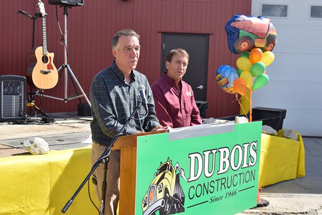 Lt. Gov. Phil Scott (left)  announces Saturday that he would sell his share of DuBois Construction if he’s elected governor. - TERRI HALLENBECK