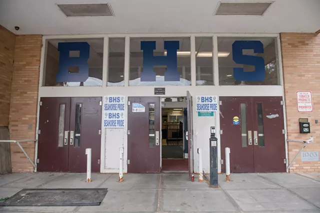 The entrance of the old Burlington High School - FILE: DARIA BISHOP