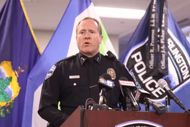 Acting Police Chief Jon Murad speaking on Friday - DEREK BROUWER ©️ SEVEN DAYS