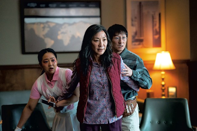 Michelle Yeoh, Ke Huy Quan and Stephanie Hsu in Everything Everywhere All at Once - COURTESY OF ALLYSON RIGGS/A24