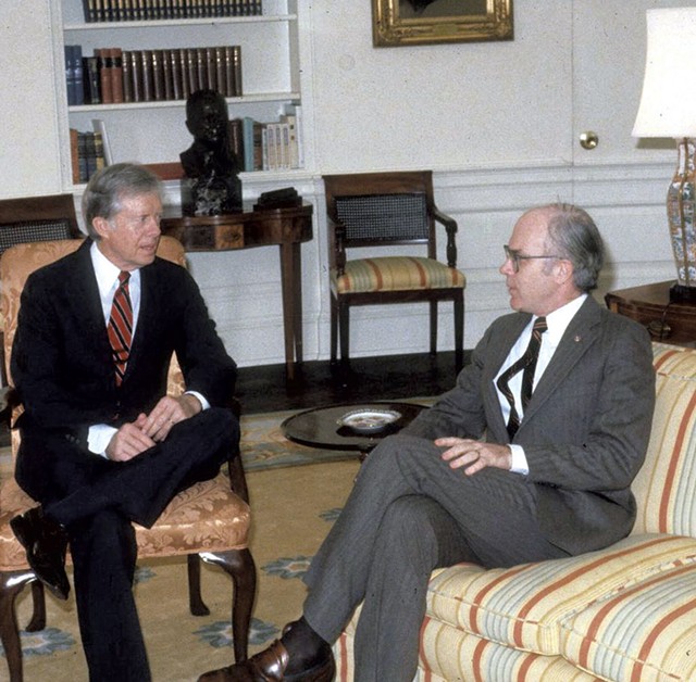 Sen. Patrick Leahy with President Carter in the Oval Office, 1980 - COURTESY OF THE OFFICE OF SEN. LEAHY