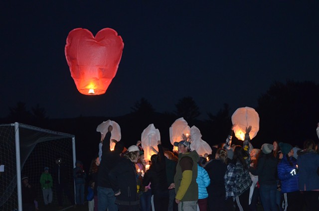 Sky lanterns being released at the vigil - ALICIA FREESE