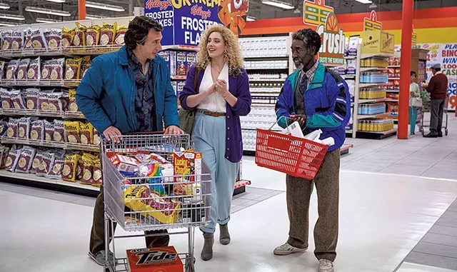 Driver, Gerwig and Cheadle are lost in the supermarket in Baumbach's very '80s adaptation of DeLillo's cult novel. - COURTESY OF WILSON WEBB/NETFLIX © 2022