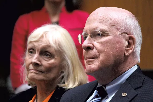 Marcelle and Sen. Patrick Leahy in Barre - PAUL HEINTZ