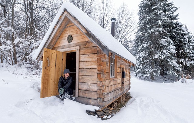 Larsen's sauna in Cabot, hand-built from locally milled cedar - JEB WALLACE-BRODEUR