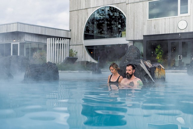 A hot pool inspired by Iceland's volcanic landscape at F&ouml;rena Cit&eacute; Thermale - COURTESY OF F&Ouml;RENA CIT&Eacute; THERMALE