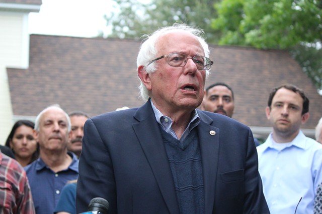 Sen. Bernie Sanders outside his Burlington home in June - FILE: PAUL HEINTZ