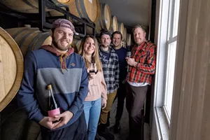 From left: Sam Keane, Dani Casey, Bob Grim, Jon Farmer and Todd Haire of Foam Brewers - JAMES BUCK