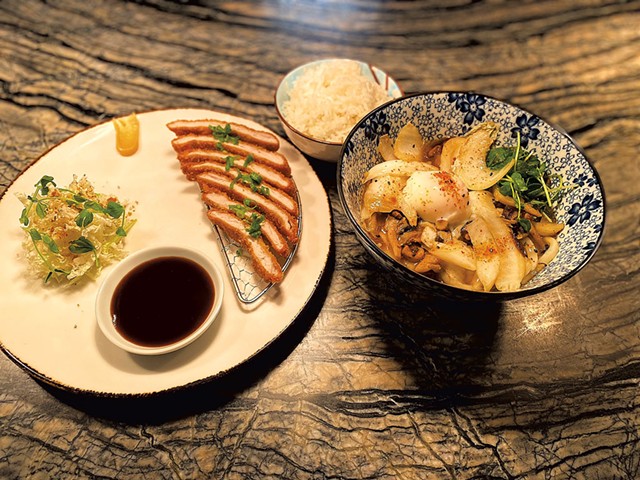 Tonkatsu (left) and mushroom udon from Kitsune - COURSTEY