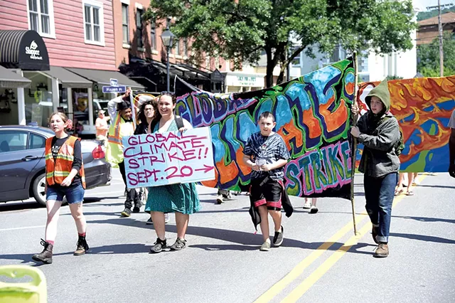 Campers protesting in Montpelier in 2019 - JEB WALLACE-BRODEUR