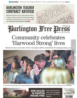 Tuesday's Burlington Free Press - SCREENSHOT