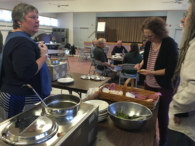 Bethany United Church of Christ volunteer Susanna Griefen serving food at a weekly community lunch - MARK DAVIS