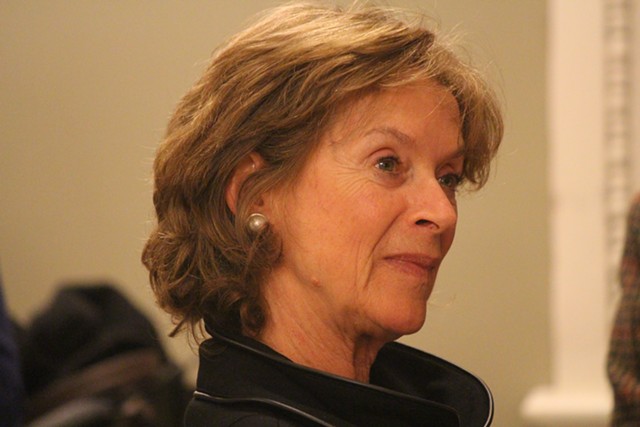 Sen. Claire Ayer on Monday at a Senate Democratic caucus - PAUL HEINTZ