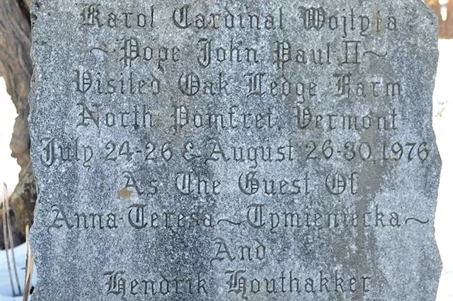 The monument marking the future pope’s visits to Vermont - FILE: MOLLY WALSH