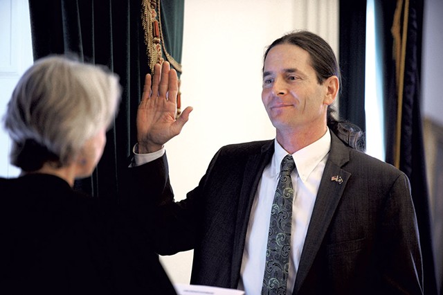 Lt. Gov. David Zuckerman being sworn into office - JEB WALLACE-BRODEUR