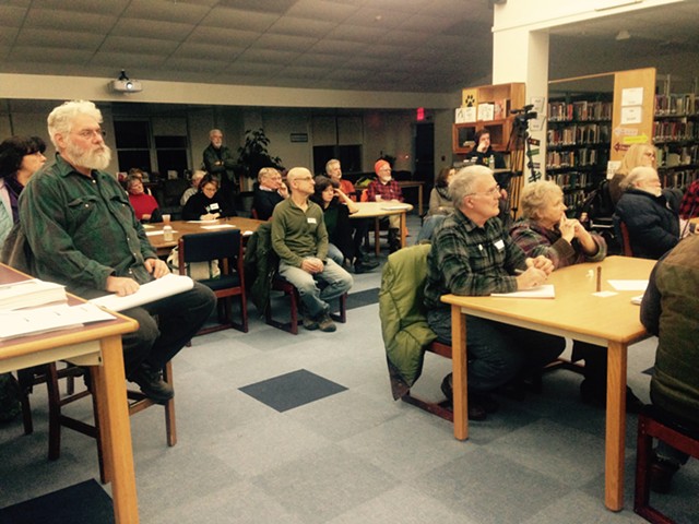 Jericho residents attend a workshop about land use rules Tuesday night at Mount Mansfield Union High School. - MOLLY WALSH/SEVEN DAYS
