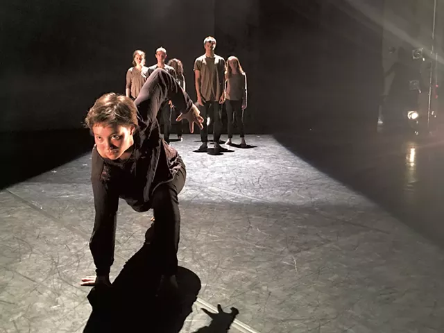 The Dance Company of Middlebury in rehearsal for Border / Zones - COURTESY OF SCOTTY HARDWIG