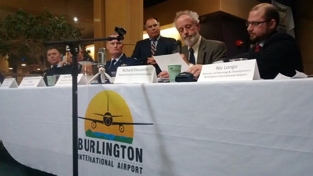 Richard Doucette presents at the Burlington airport. - KATIE JICKLING