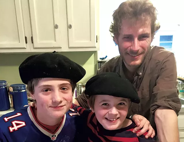 Left to right: Liam and Kyle Buck with Baptiste Delvallé - ELIZABETH SEYLER