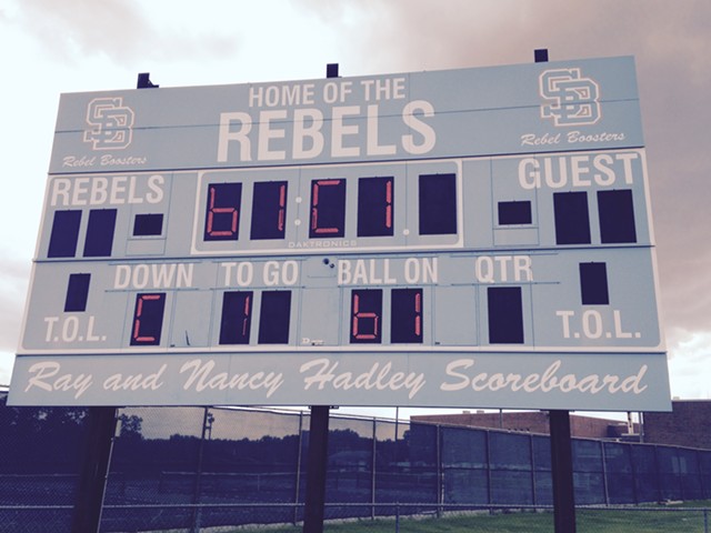 The Rebels scoreboard at South Burlington High School - FILE: MOLLY WALSH
