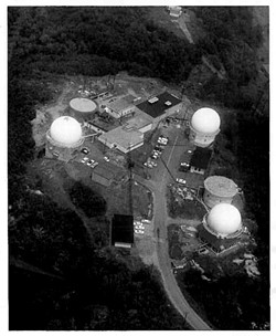 Undated aerial photograph of the Saint Albans Air Force Station - COURTESY OF AIR FORCE RADAR MUSEUM ASSOCIATION