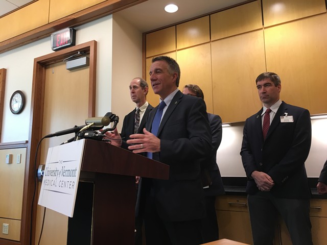 Gov. Phil Scott at Wednesday's press conference - JOHN WALTERS