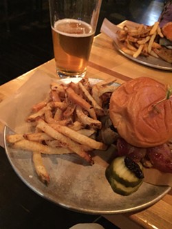 Blended burger and  beer at Cornerstone Burger Co. in Northfield - SALLY POLLAK