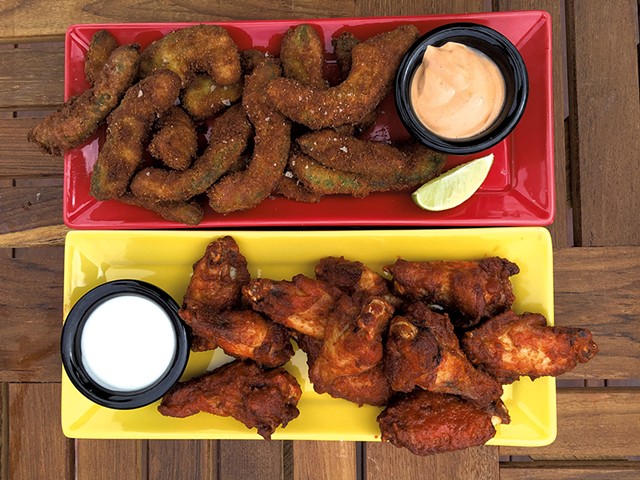 Avocado fries and chicken wings at the Spot on the Dock - SALLY POLLAK