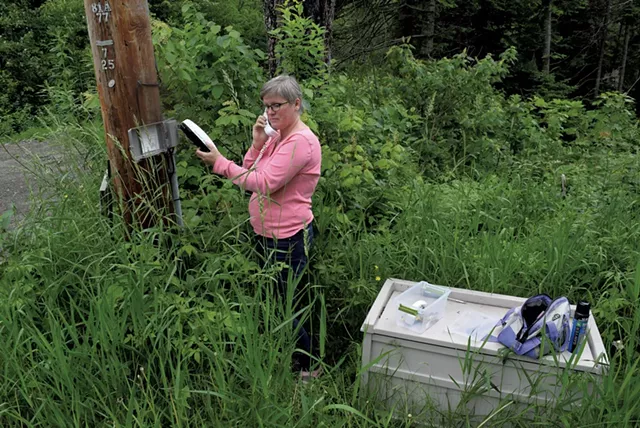 Morgan Wade calling FairPoint from the end of her Canaan driveway - TERRI HALLENBECK