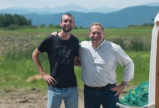 Julian Post (left) and Peter Briggs at Mt. Philo Hops - CALEB KENNA