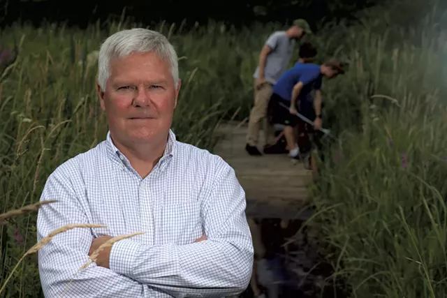 Nick Warner on a wetlands trail at the Ethan Allen Homestead - MATTHEW THORSEN
