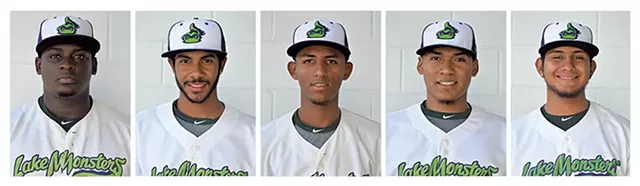 Left to right: Wandisson Charles, Jesus Lage, Abdiel Mendoza, Jean Ruiz, Oscar Tovar - COURTESY OF VERMONT LAKE MONSTERS