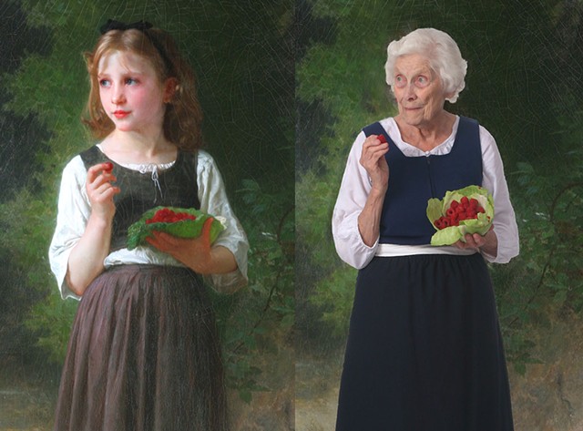 Left: Williams Bouguereau's "Raspberry Girl"; Right: Alice Burnham as the Raspeberry Girl - ST. JOHNSBURY ATHENEUM