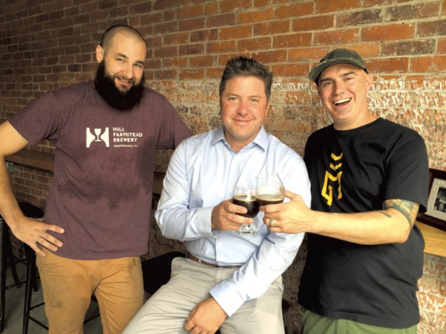 Left to right: Andrew Leichthammer, Justin Bourgeois and Scott Kerner at Good Measure Brewing - SALLY POLLAK