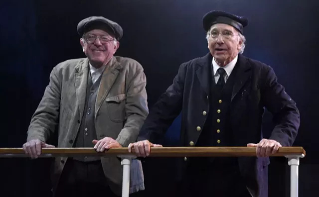 Sen. Bernie Sanders (left) and Larry David on "Saturday Night Live" - SCREENSHOT