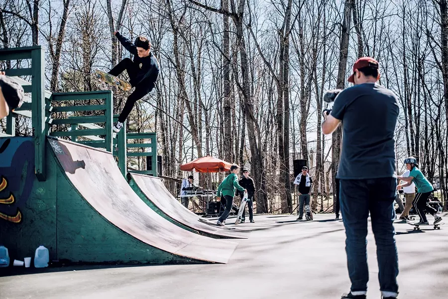 Nate Dugan skating at a fundraiser for the Winooski Skate Park - COURTESY OF PETER CIRILLI