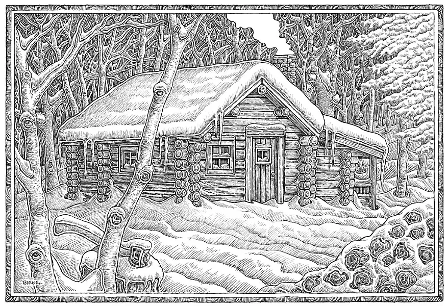 Cabin illustration by Mike Biegel - COURTESY OF MIKE BIEGEL
