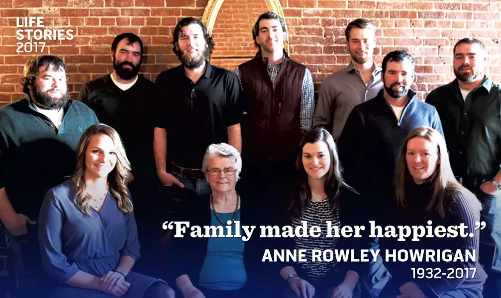 Anne Rowley Howrigan (seated) surrounded by 10 of her 13 grandchildren - COURTESY OF BRIDGET HOWRIGAN RIVET