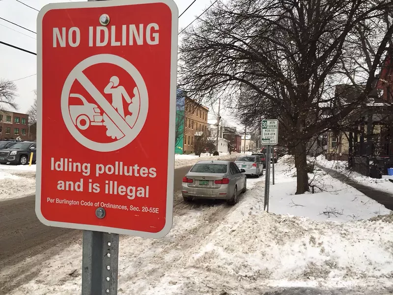 A "No idling" sign in Burlington - SASHA GOLDSTEIN
