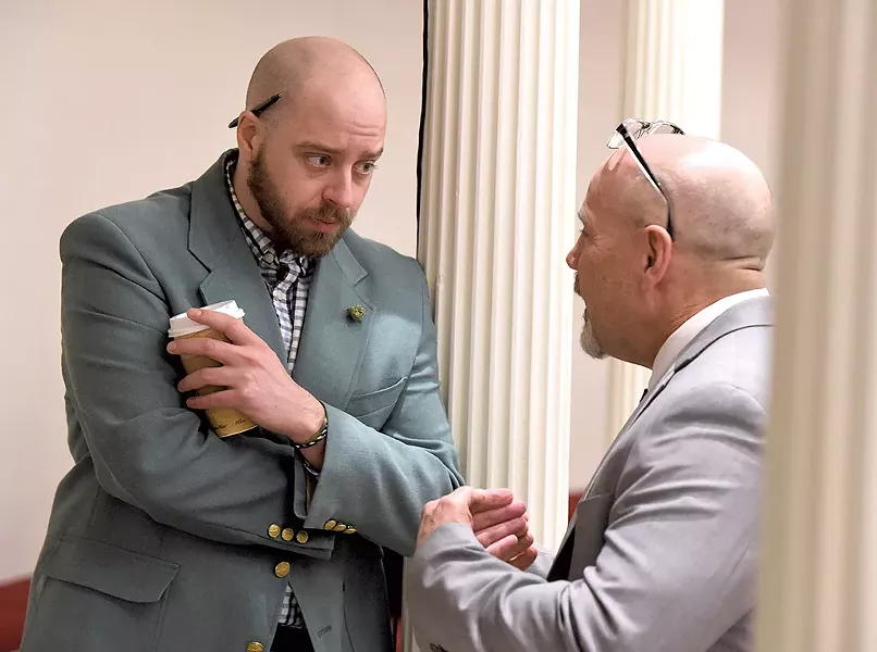 Eli Harrington (left) at the Statehouse - FILE: JEB WALLACE-BRODEUR