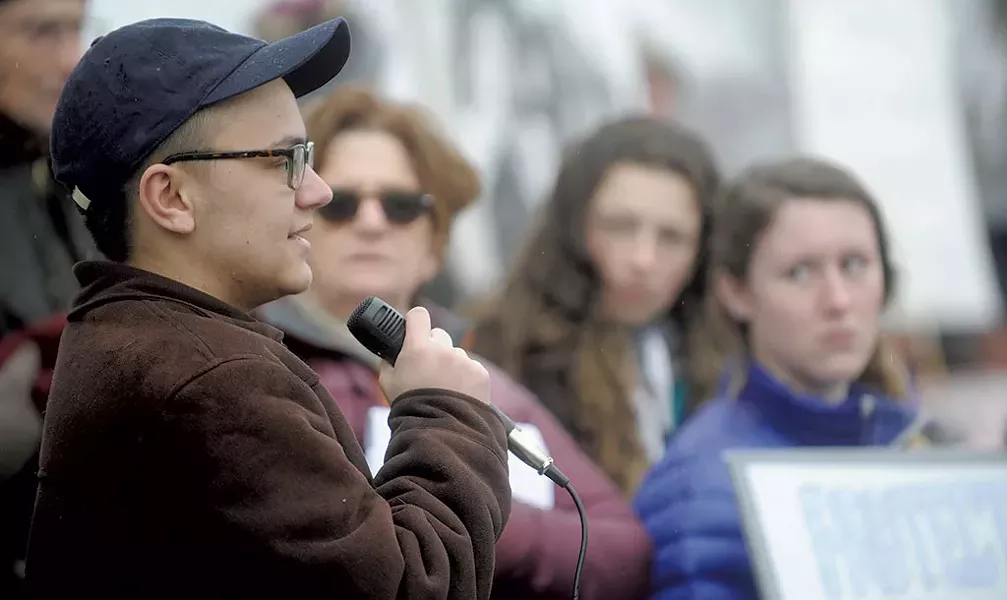 Nathan DeGroot at a Gun Sense Vermont rally in Montpelier - JAY ERICSON