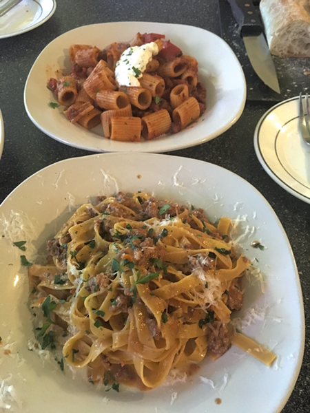 Handmade pasta in a Bolognese sauce and rigatoni special at Blue Moose Italian Bistro - SADIE WILLIAMS