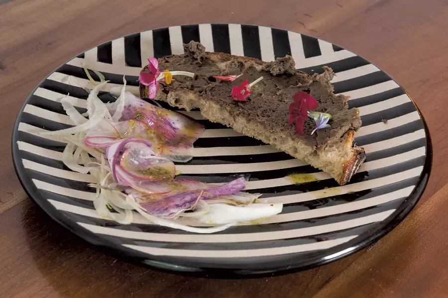 Mushroom pâté on toast with a side of summer roots - MICHAEL VERILLO