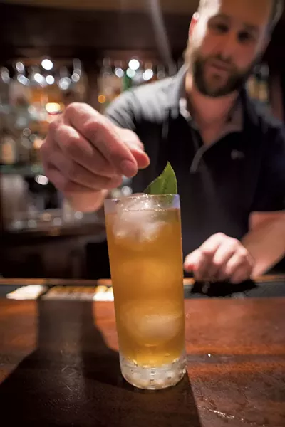 Bartender Jory Brush making a Scenic Pastures cocktail at Notte - CALEB KENNA