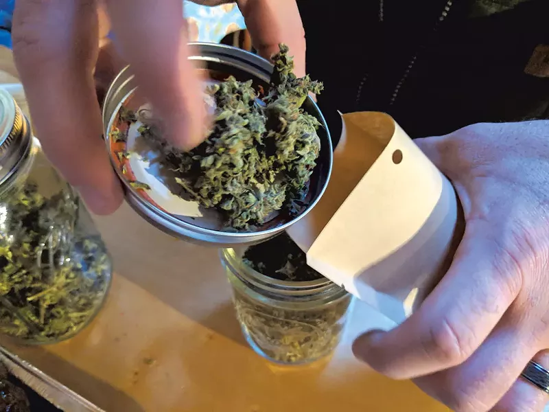 Veterans receiving free cannabis at Heady Vermont on Veterans Day - TAYLOR DOBBS