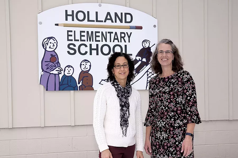Principal Kelli Dean (left) and secretary Nikki Bickford - DON WHIPPLE