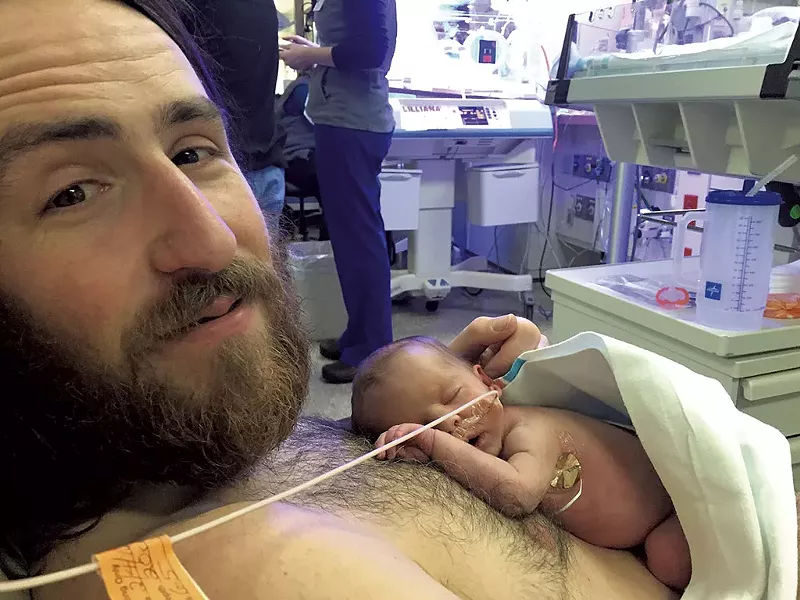 Benjy Adler with Elodie in the Neonatal Intensive Care Unit at the University of Vermont Children's Hospital - COURTESY PHOTO