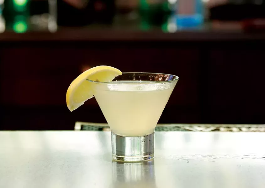A lemon ginger martini made with Green Mountain Vodka, ginger liqueur, lemon juice, and agave nectar, at the Barrows House in Dorset, Vt. - SARAH PRIESTAP